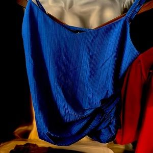 Bebe spaghetti strap side rucked top